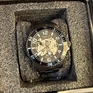 Invicta Black and Silver Skeleton Watch